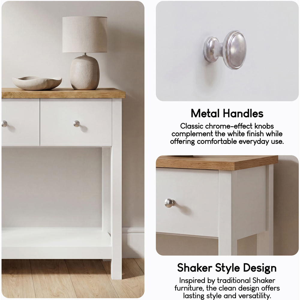 VIDA DESIGNS Arlington 3 Drawer White and Oak Console Table Image 5