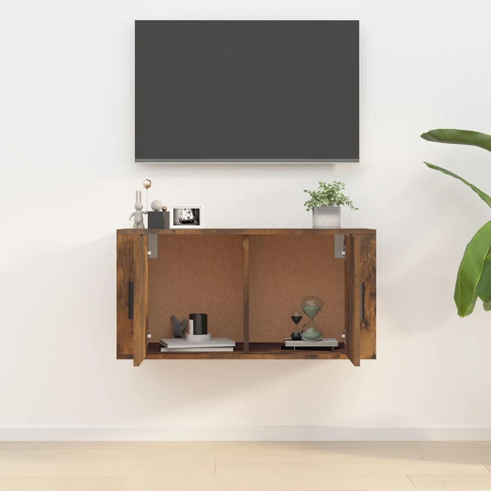 vidaXL 2 Door Smoked Oak Wall Mounted TV Cabinet Image 3