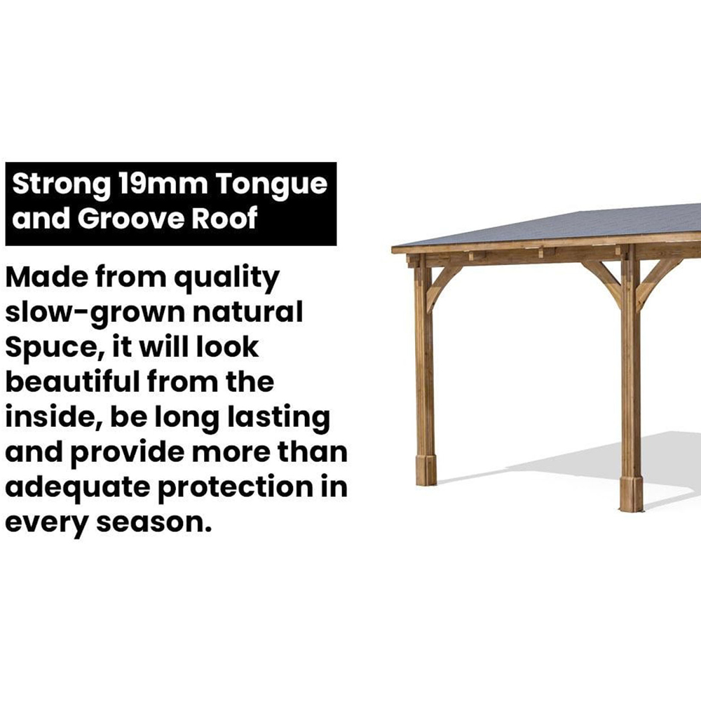 Dunster House Leviathan 4 x 3m Brown Lean To Garden Gazebo with Roof Shingles Image 8