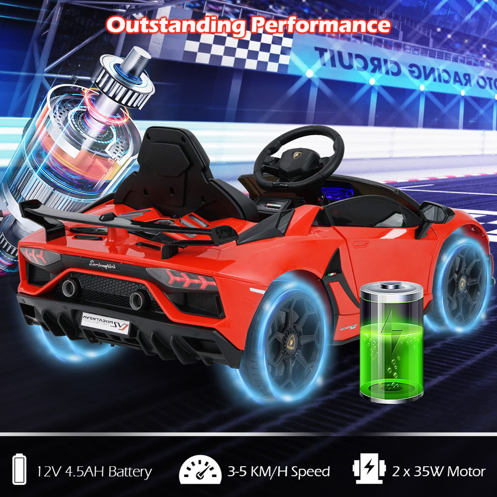 Costway Kids Red Licensed Lamborghini Ride On Car with Remote Control and LED Headlight 12V Image 5