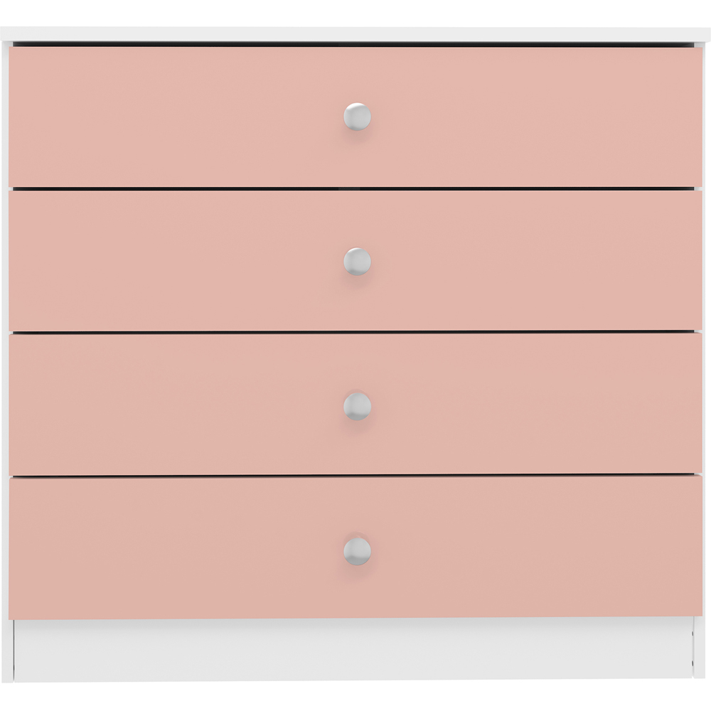 Seconique Denver 4 Drawer White and Pink Gloss Storage Chest Image 3