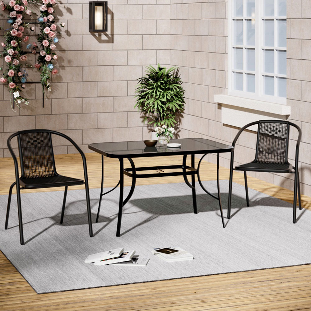 Living and Home Wicker 2 Seater Black Dining Set Image 5
