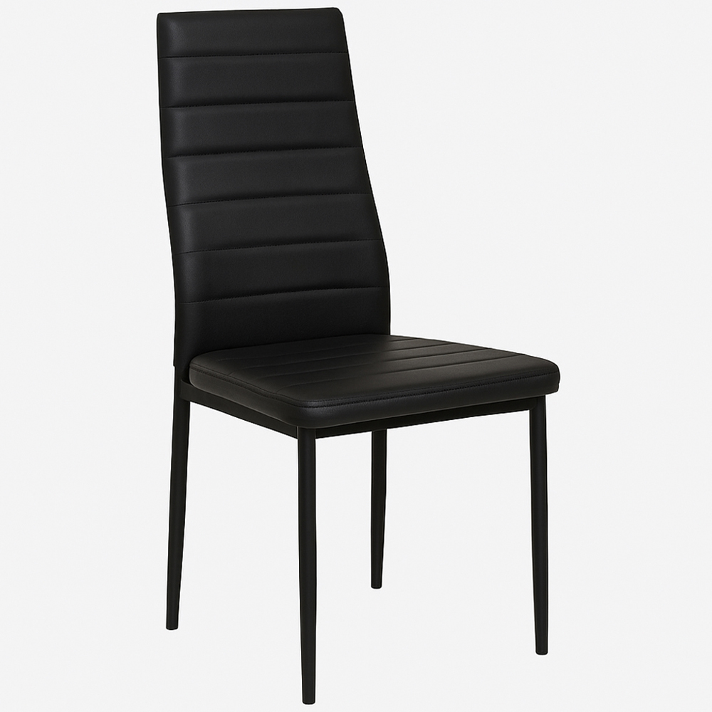 Kosy Koala 4 Seater Faux Leather Dining Set Oak Effect and Black Image 2