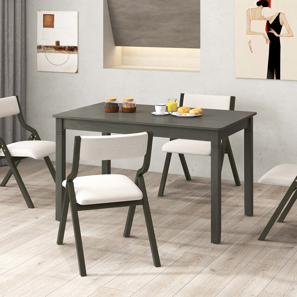 Costway 4 Seater Wooden Rectangular Dining Table Grey Image 3