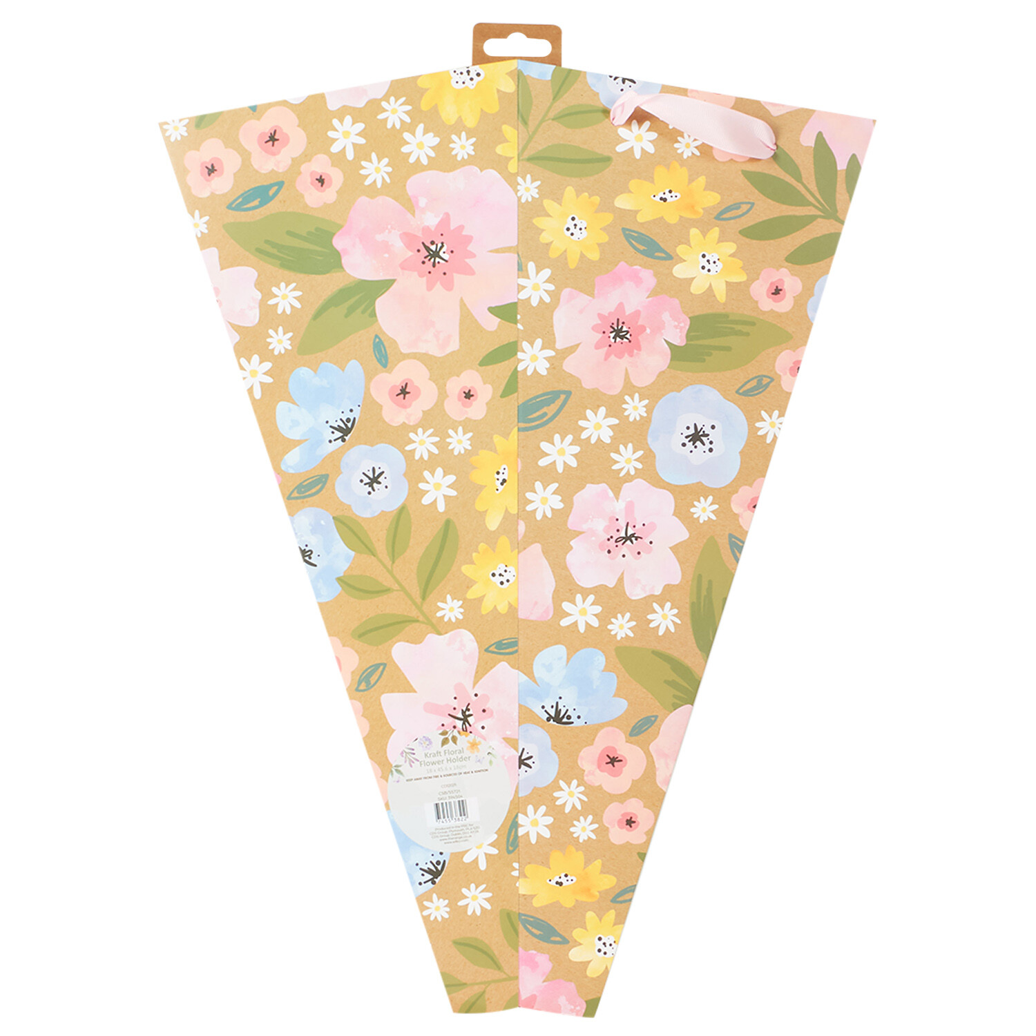 Floral Kraft Large Vase Gift Bag Multicolour Image 2