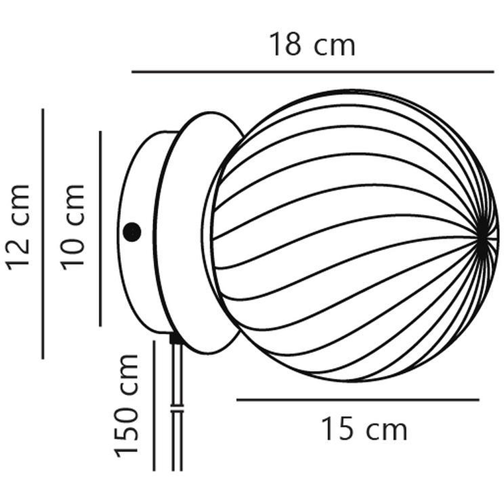 Nordlux Chisell Brass Swirled Glass Dome Wall Light Image 9