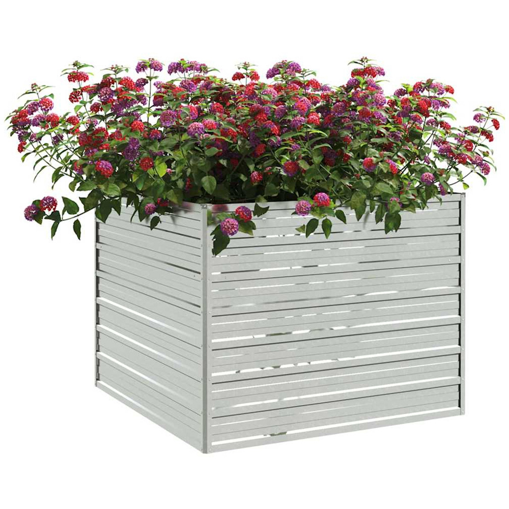 vidaXL Silver Galvanised Steel Square Raised Garden Bed 100 x 100 x 77cm Image 3