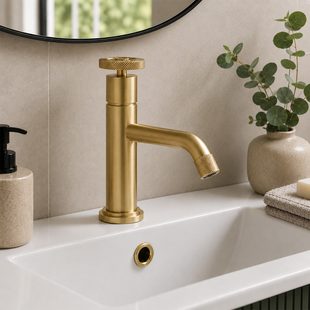 Go Bathrooms Urban Brushed Gold Mono Basin Mixer Tap Image 4