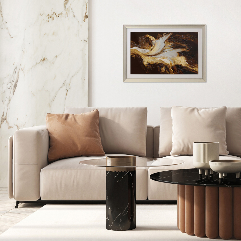 Chocolate and Gold Jewelled Framed Art Image 2