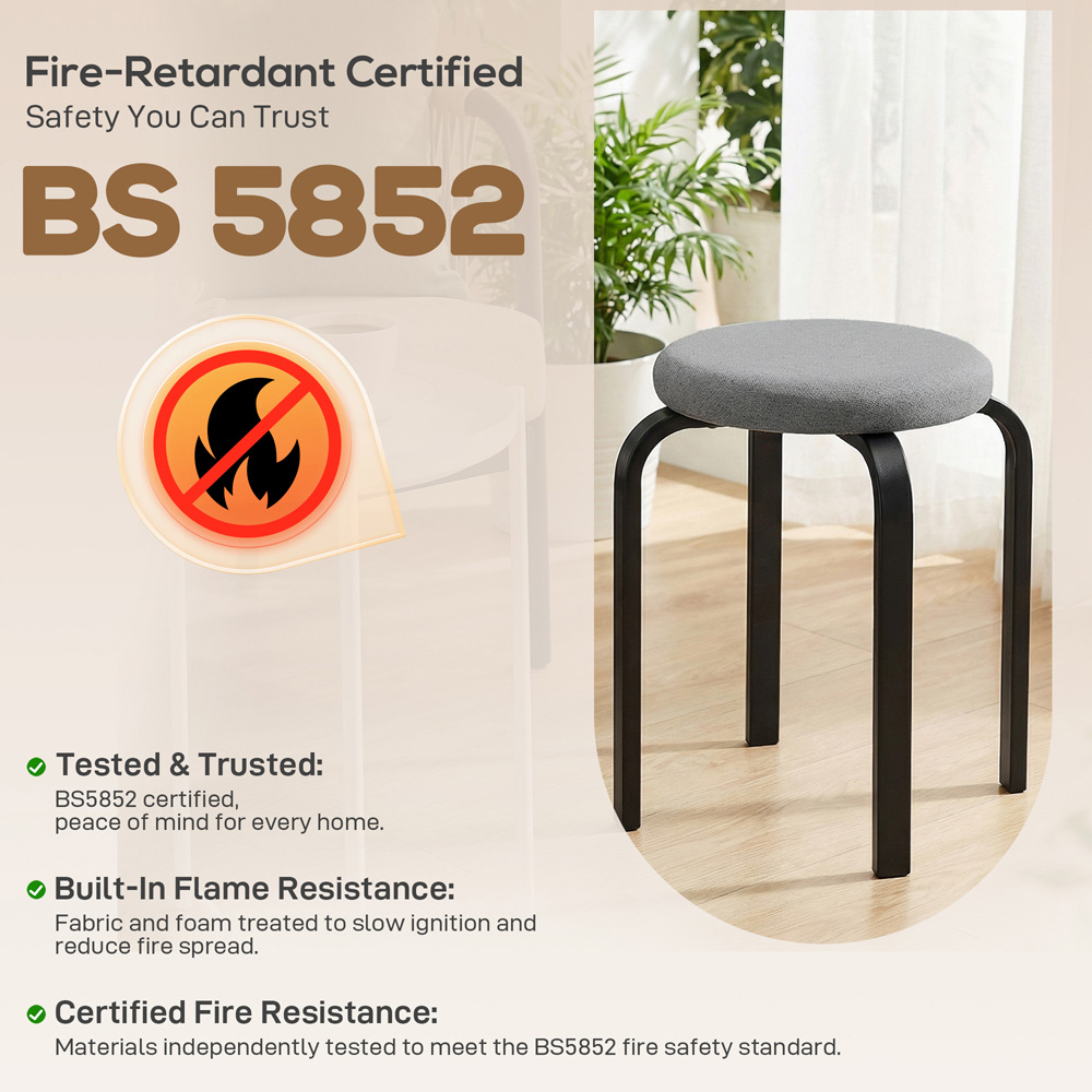 HOMCOM Dark Grey Stackable Cushioned Stool Set of 4 Image 8