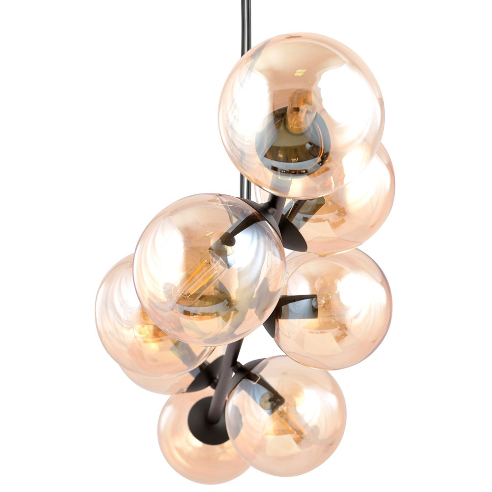 Emibig Rossi 8 Light Amber Shade Black E14 Ceiling Pendant Light Image 4