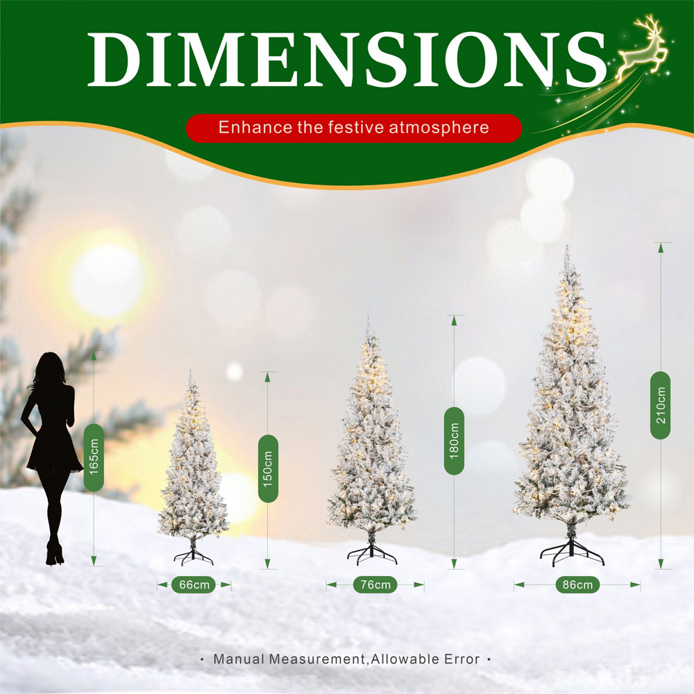 Abrihome 250 Warm White LED Pre-Lit Flocked Artificial Christmas Tree with 720 Tips 7ft Image 9