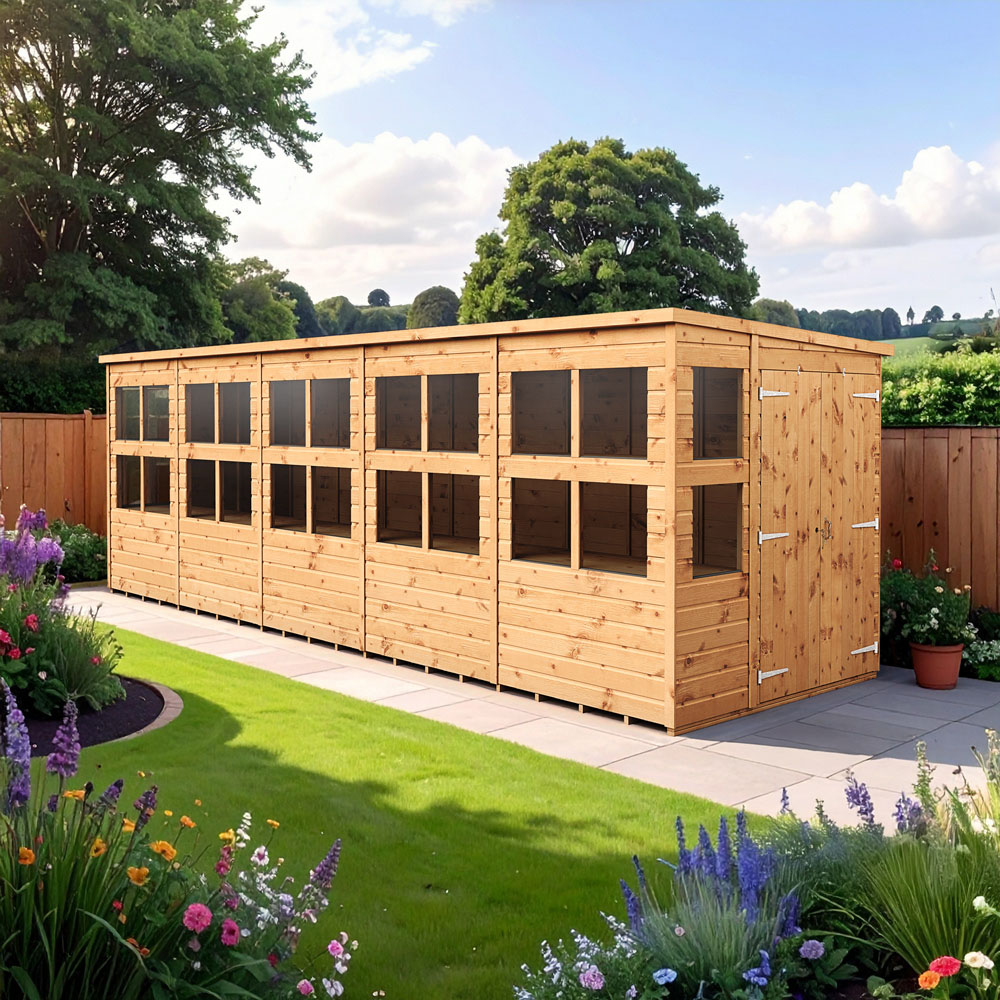 Empire Sheds 20 x 6ft 2 Door Dipped Treated Tongue and Groove Pent Potting Shed Image 2
