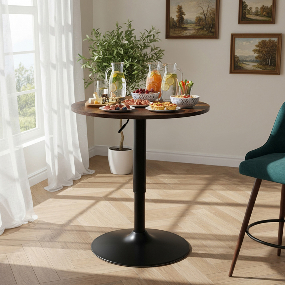 Living and Home 2 Seater Height Adjustable Round Bar Table Deep Brown Image 7