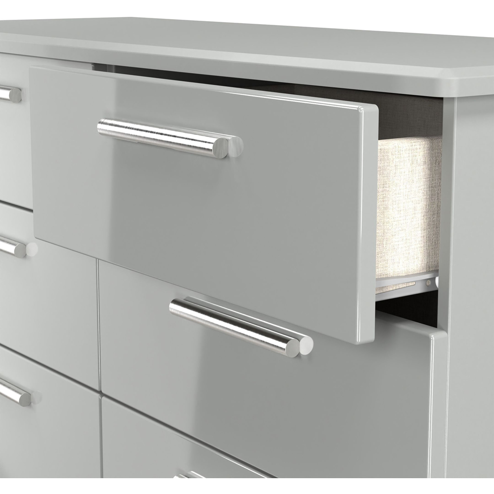 Crowndale Knightsbridge 6 Drawer Grey Gloss and Dusk Grey Wide Chest of Drawers Ready Assembled Image 6