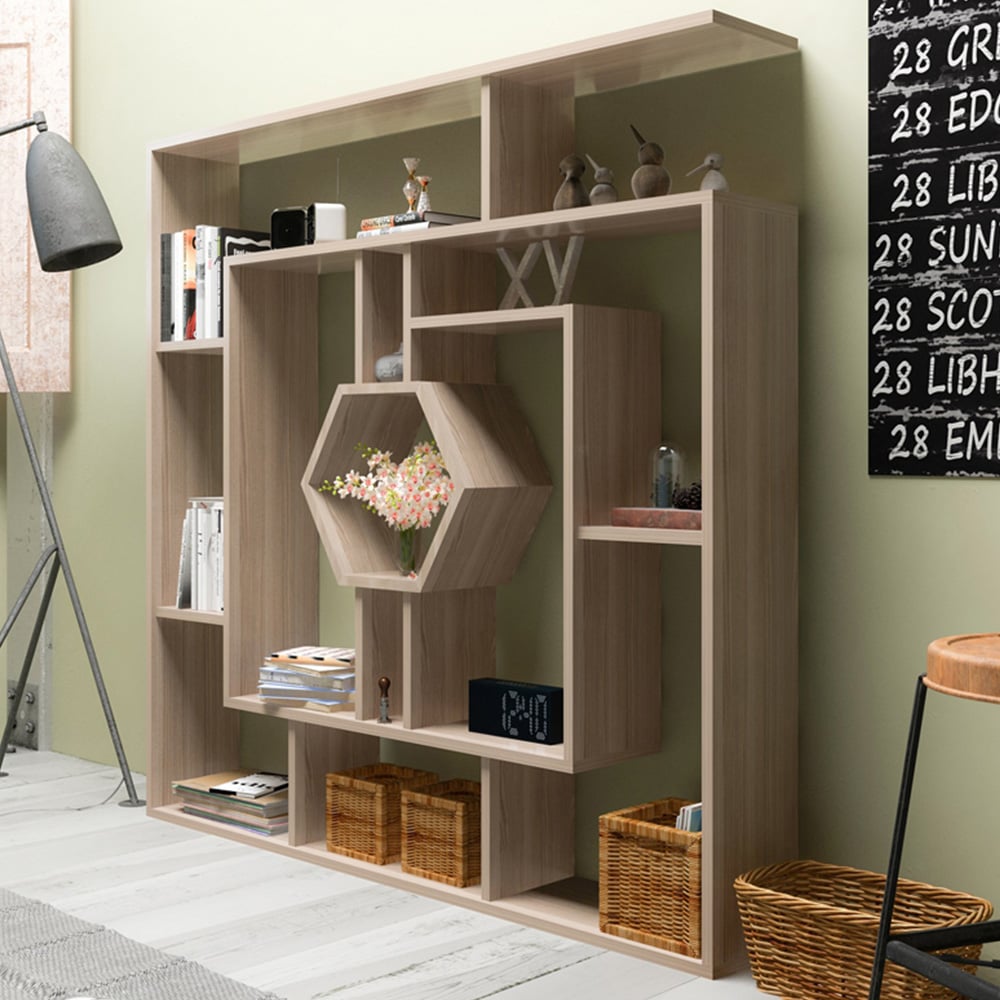 Decorotika Labrina 12 Shelf Cordoba Hexagonal Geometric Bookcase Image 1