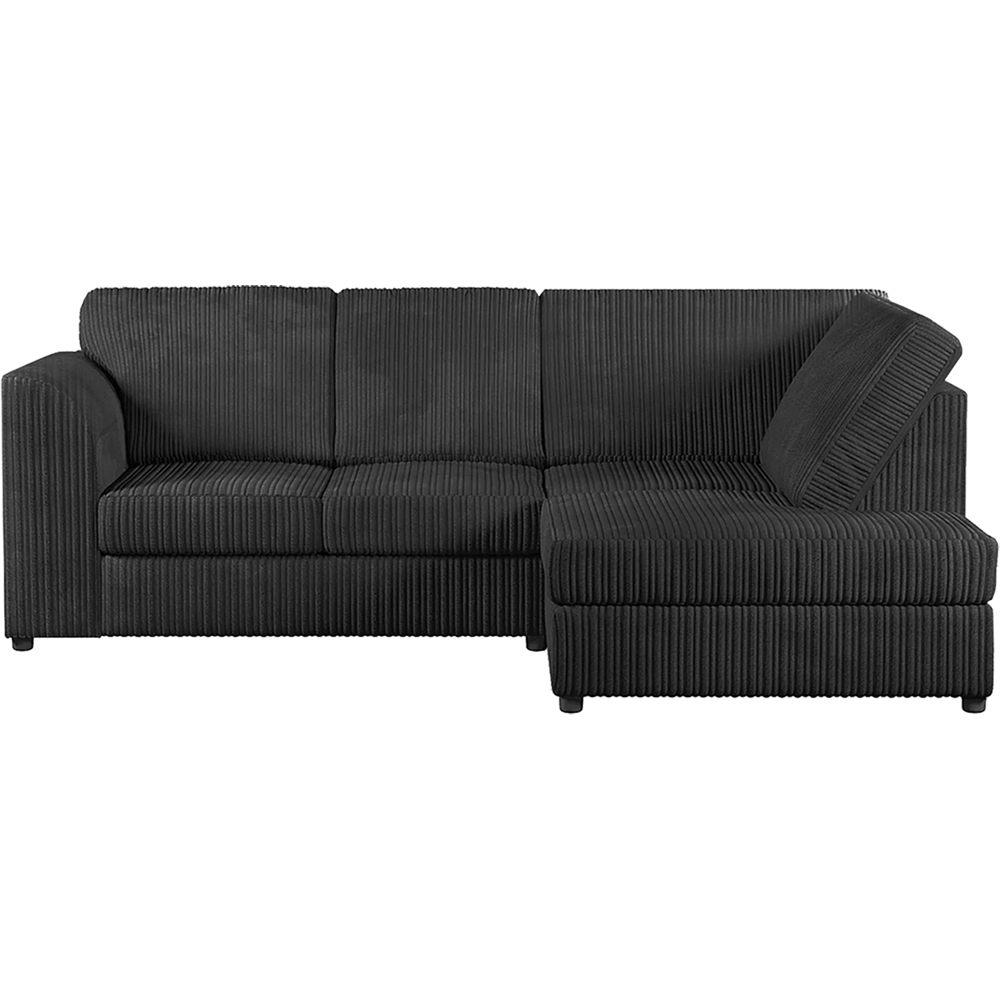 Luxor 4 Seater Black Jumbo Cord Full Back Right Hand L Shape Corner Sofa Image 2