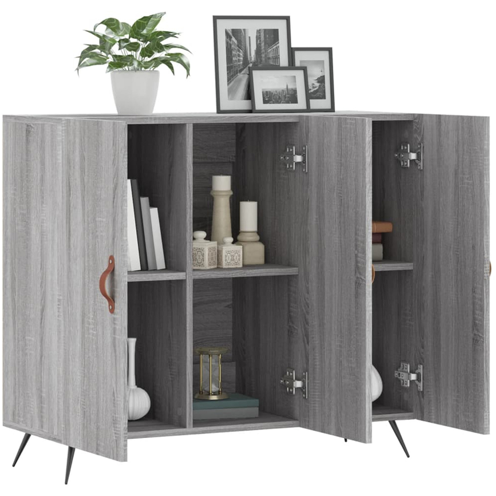 vidaXL 3 Door Grey Sonoma Wooden Sideboard Image 4
