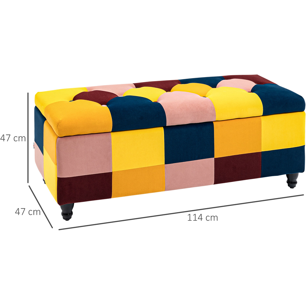 HOMCOM Multicolour Velvet Button Tufted Ottoman Bench Image 8