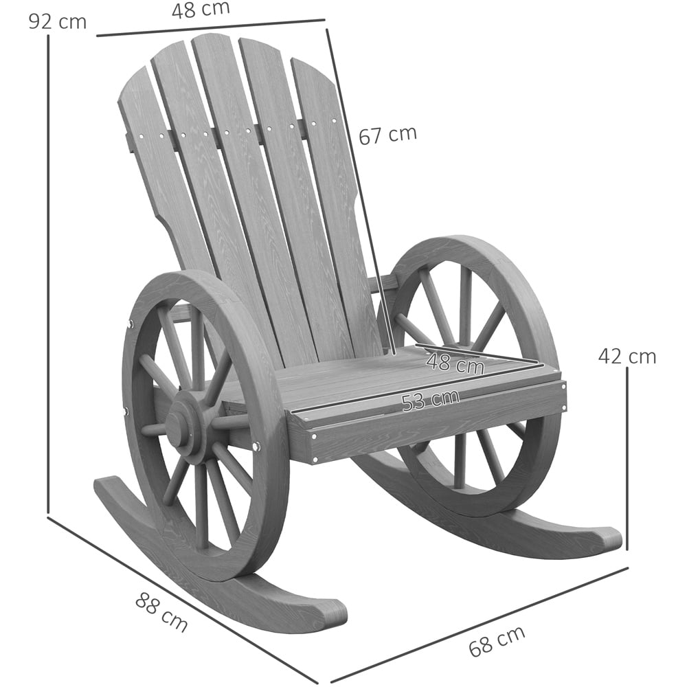 Outsunny Grey Adirondack Garden Rocking Chair Image 9