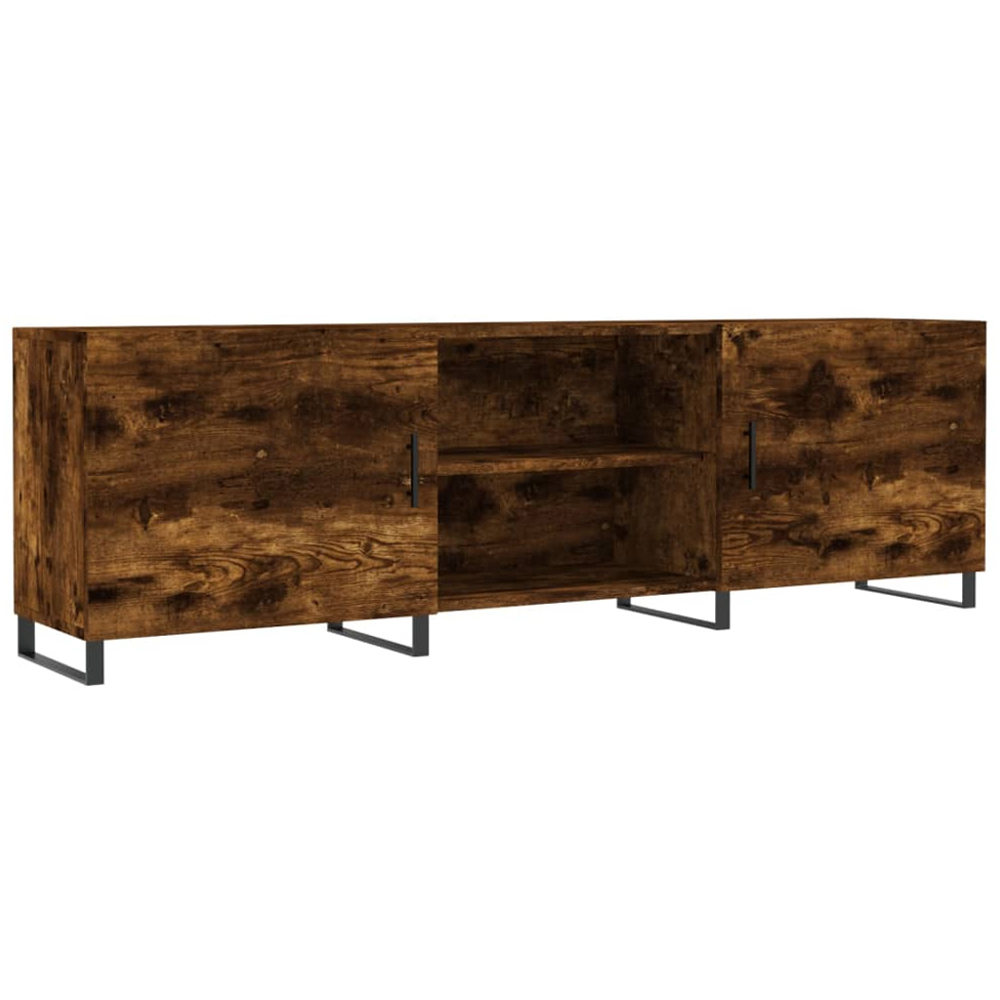 vidaXL 2 Door 2 Shelf Smoked Oak Wooden TV Cabinet Image 2