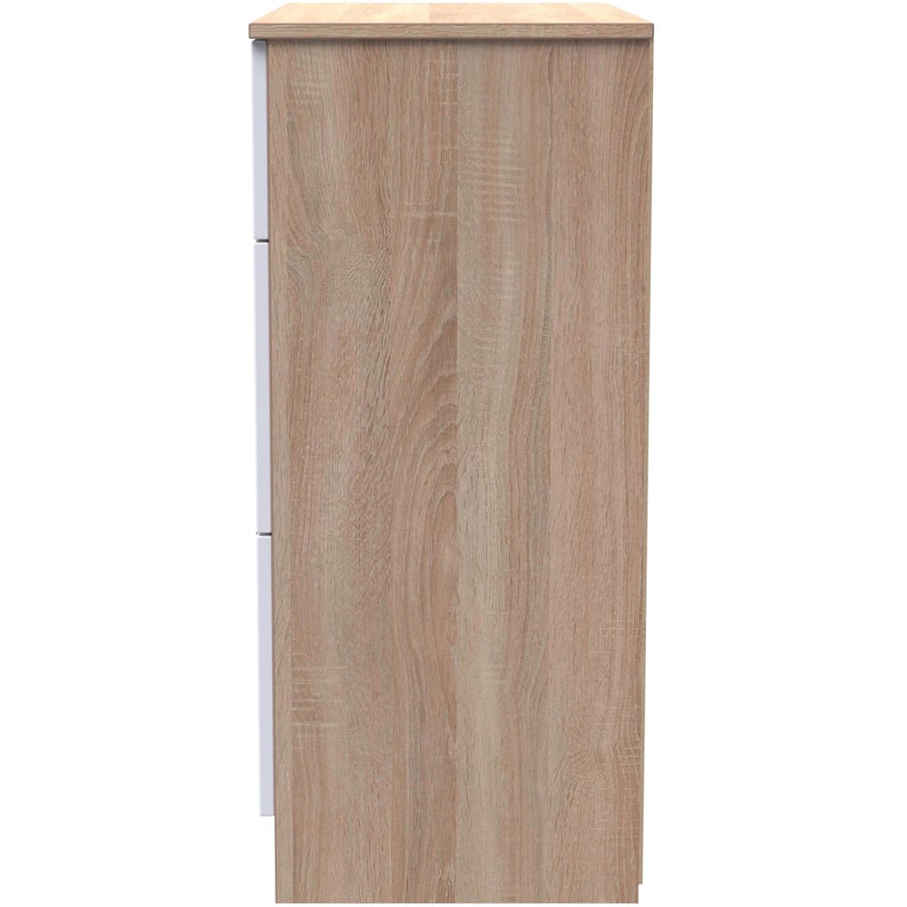 Crowndale Contrast 3 Drawer White and Bardolino Oak Deep Chest Ready Assembled Image 4
