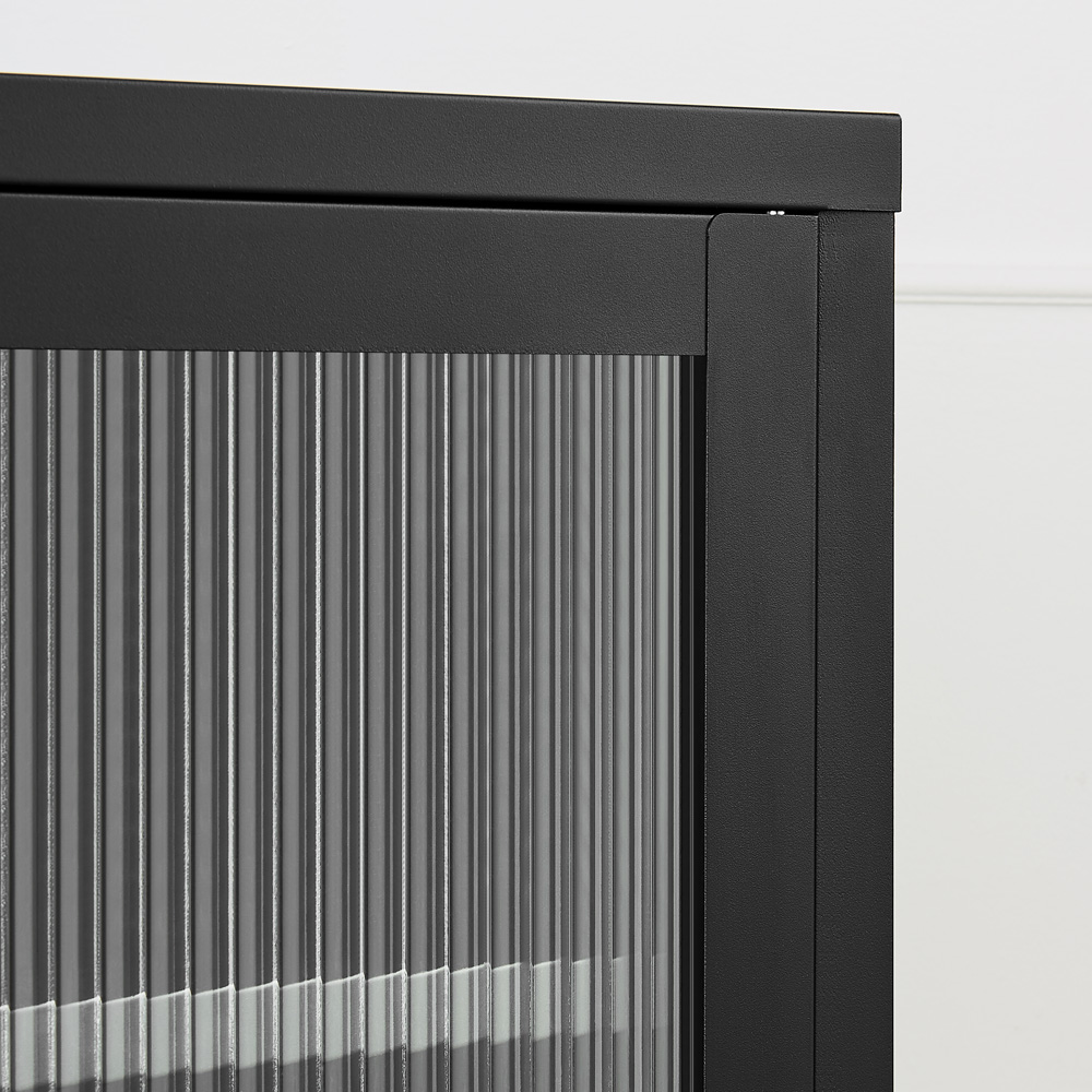 Furniturebox Kaci 2 Door 2 Shelf Black TV Unit Image 2