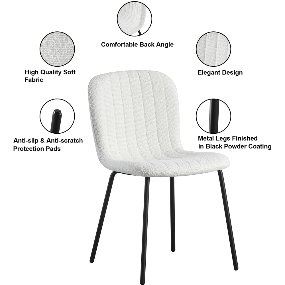 Bella Set of 4 White Teddy Faux Fur Stitched Design Dining Chairs Image 8