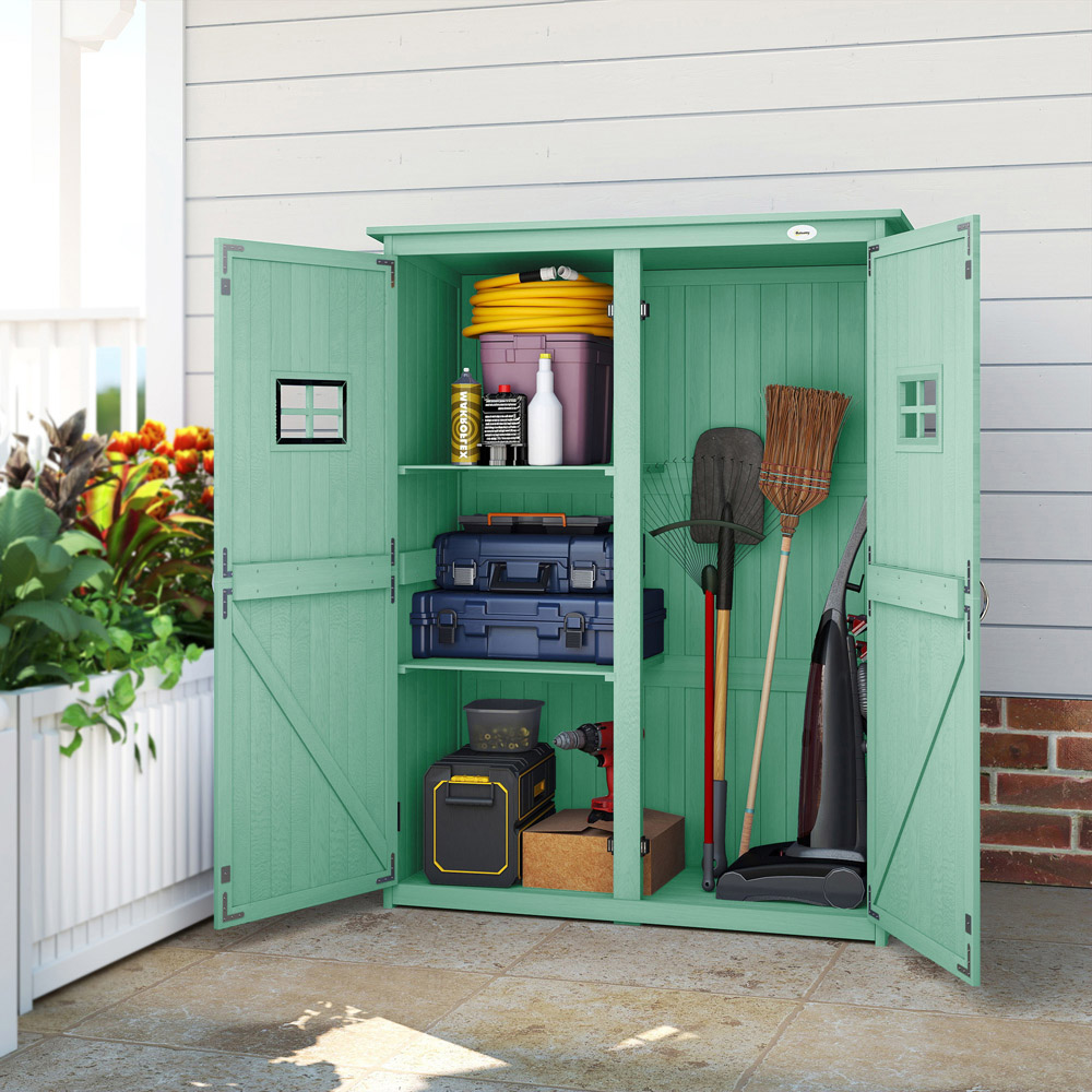 Outsunny 4.1 x 1.6ft Green Garden Tool Storage Cabinet Image 4
