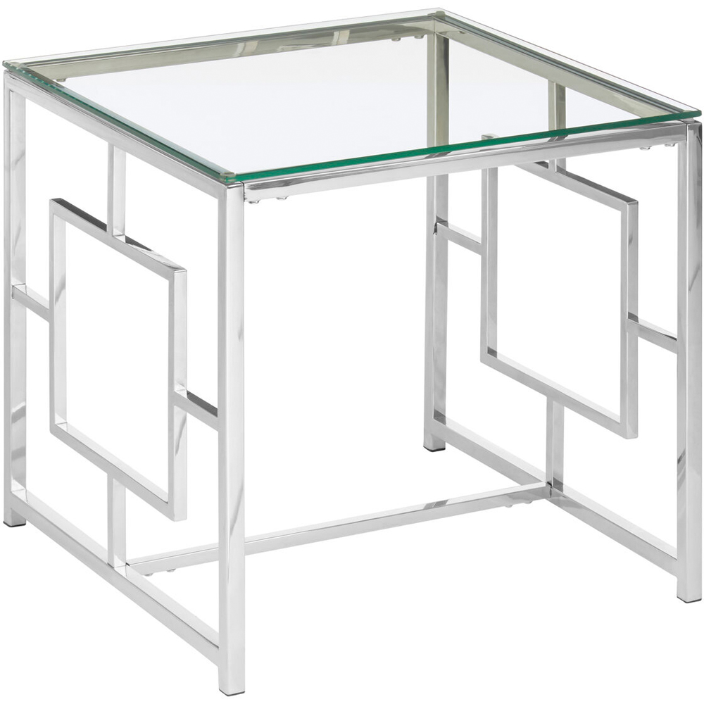 Premier Housewares Clear Glass Top and Silver Base End Table Image 5