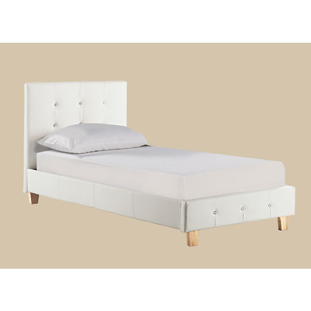 Diamante Single Bed Frame White Wilko