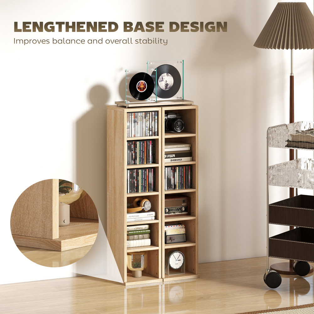 Portland 6 Shelf Oak Adjustable CD Storage Unit Set of 2 Image 7