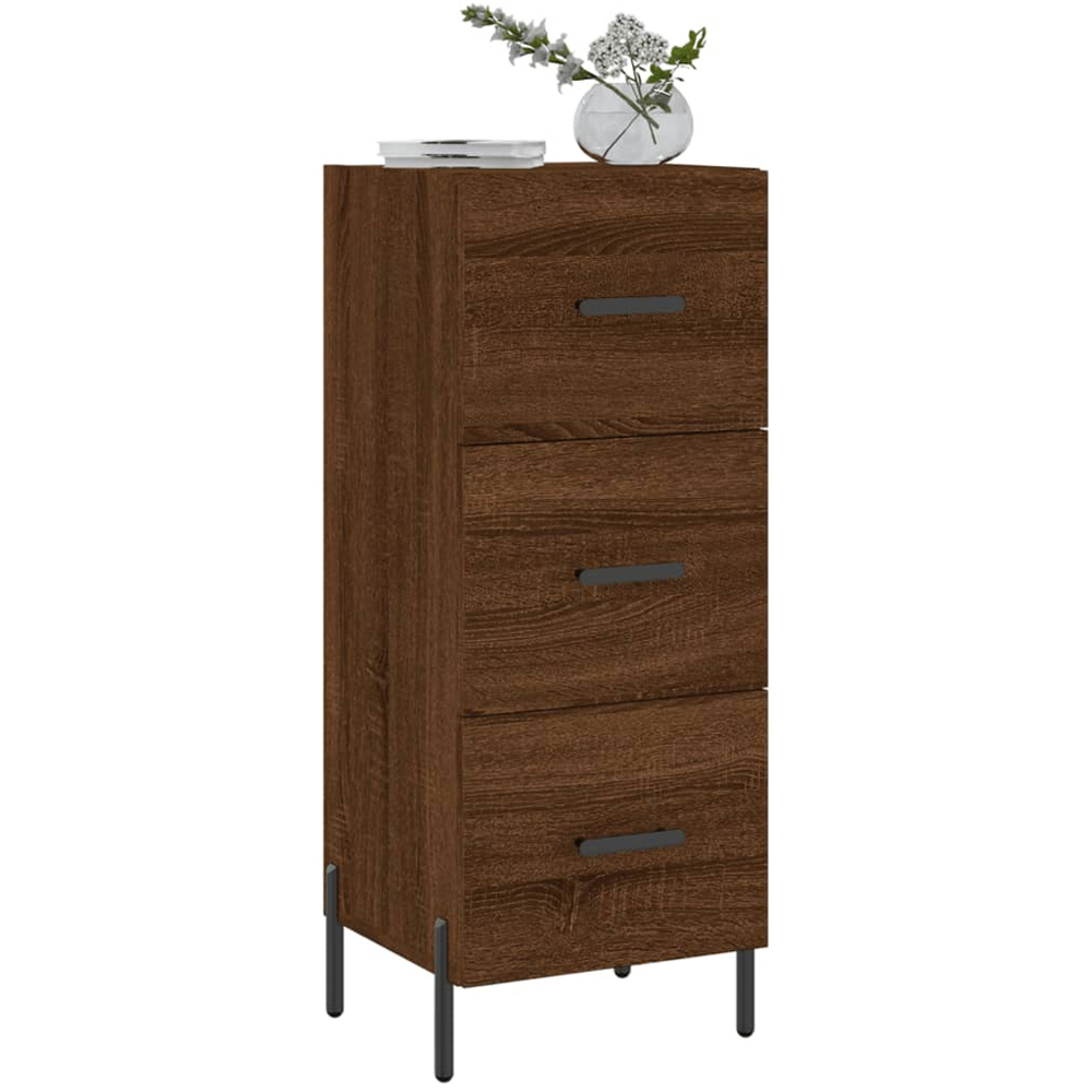 vidaXL 3 Drawer Brown Oak Sideboard Image 3