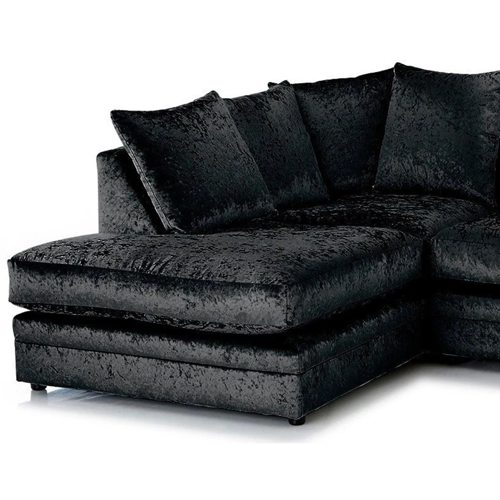 Portland Canolo Luxury 4 Seater Black Crush Velvet Corner Chaise Sofa Image 3
