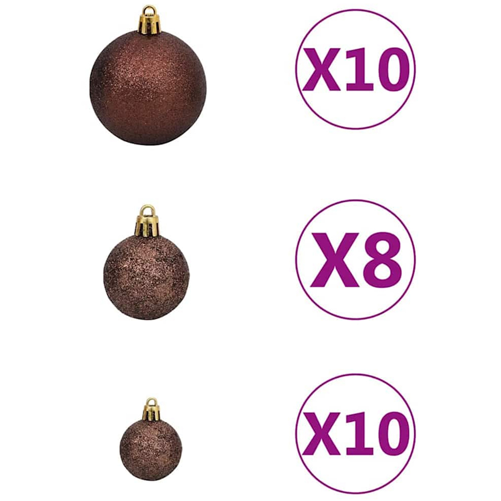 vidaXL Pre-Lit Gold and Bronze Baubles Green Artificial Christmas Tree 7ft Image 7