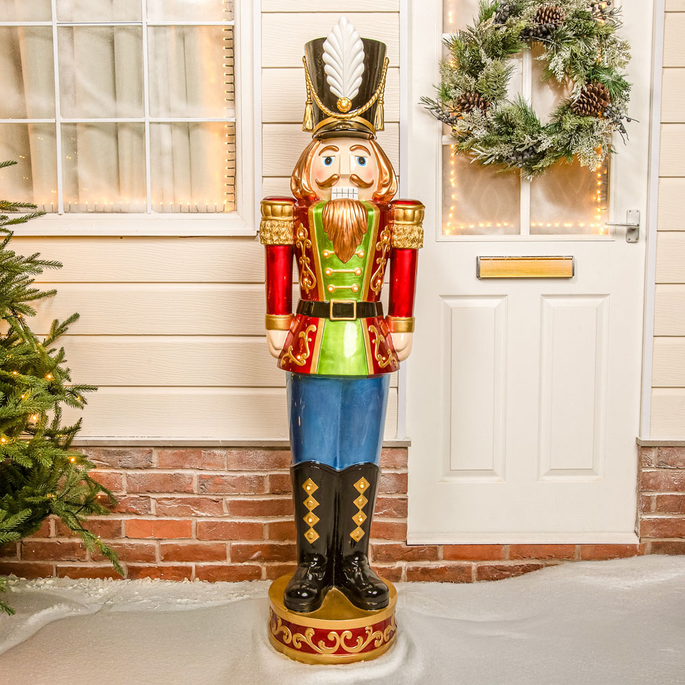 The Christmas Centre Red Blue and Green LED Lights Traditional Nutcracker Soldier 5.5ft Image 2