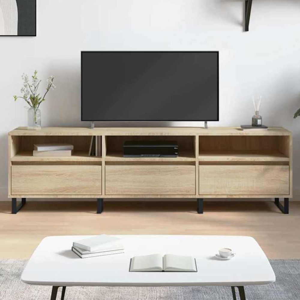vidaXL 3 Door 3 Shelf Sonoma Oak TV Cabinet Image 1