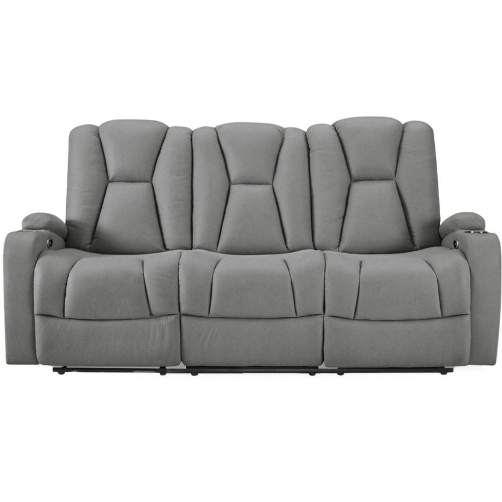 Home Detail Hannah 3 Seater Dark Grey Air Leather Electric Recliner Sofa Image 3