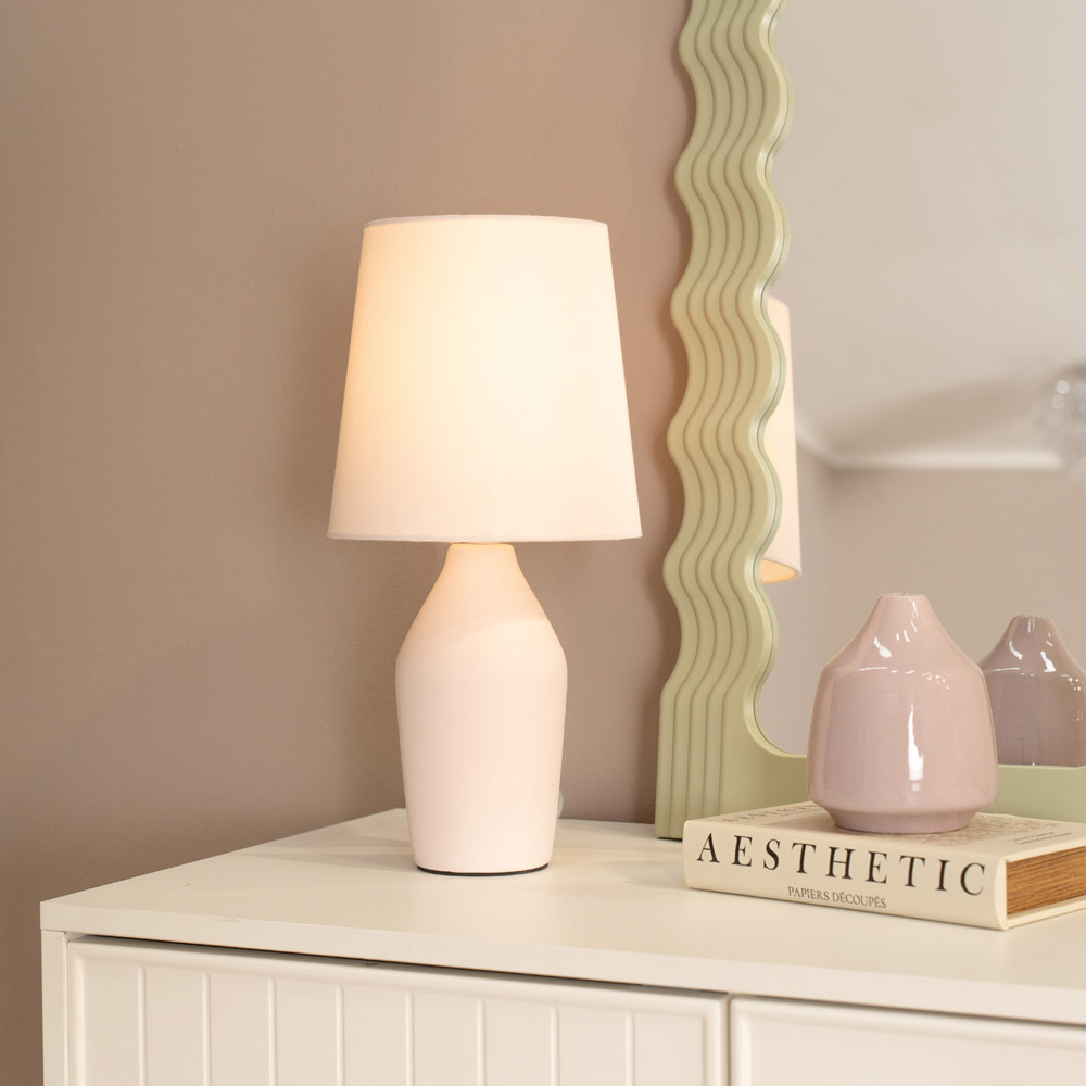 ValueLights Arlo Set of 2 Pink Rose Shade Ceramic LED Table Lamp Image 2