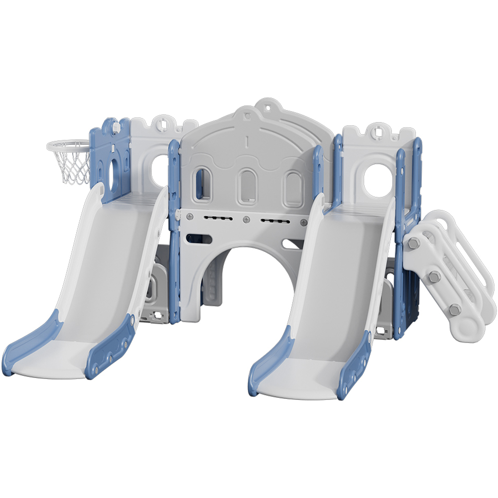 Living and Home Toddlers Blue and White Playset with 2 Slide and Basketball Hoop Image 1