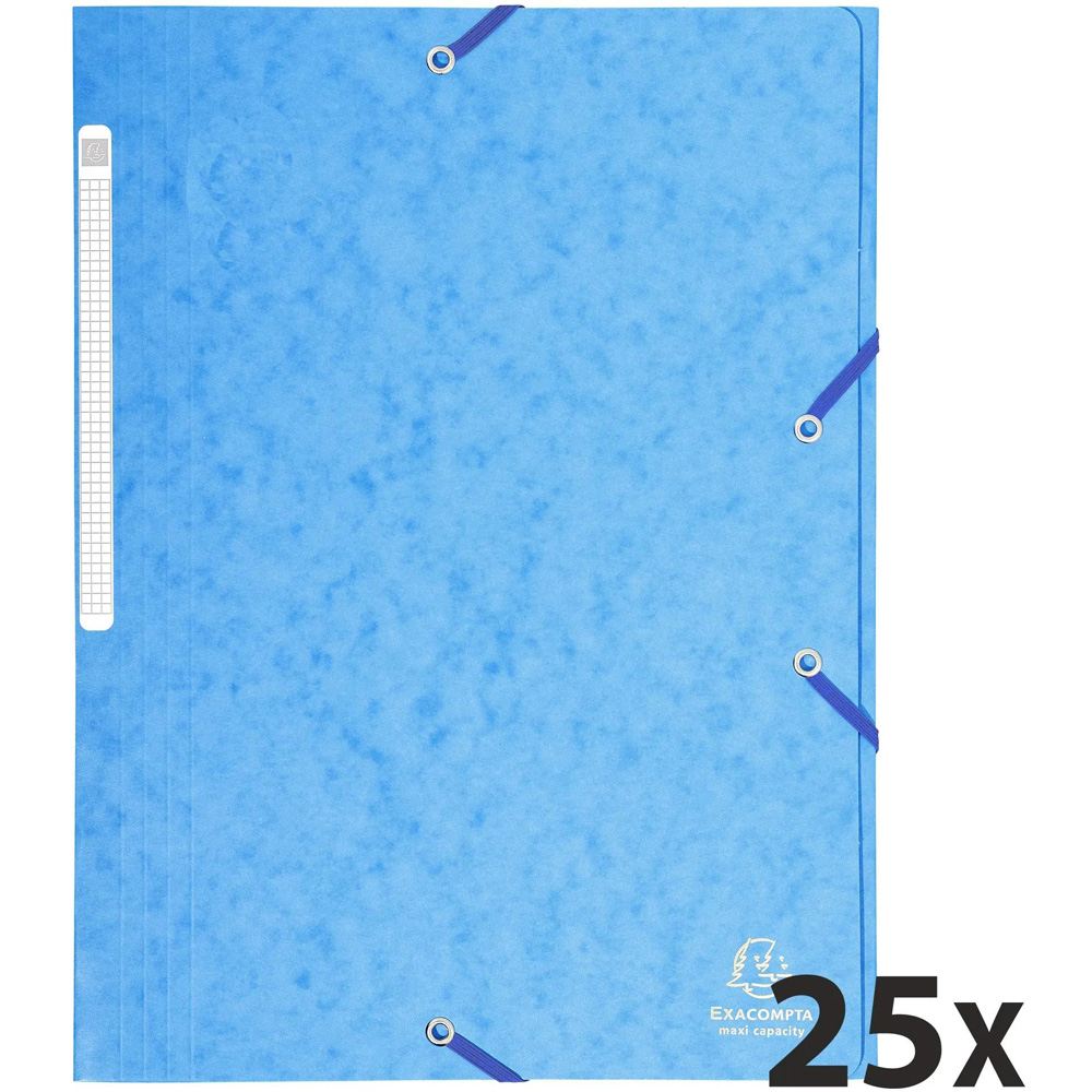 Exacompta Flap A4 Turquoise 3 Elastic Folder 25 Pack Image 6