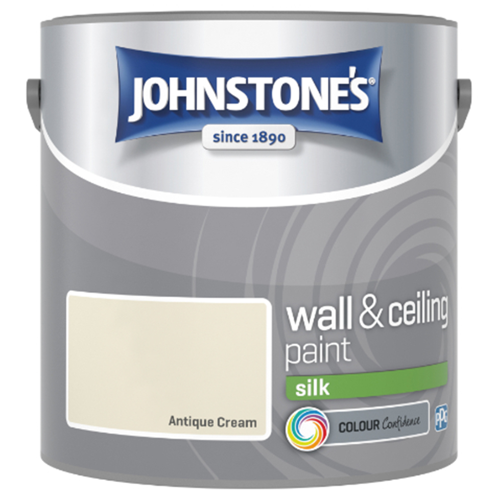 Johnstone's Walls & Ceilings Antique Cream Silk Emulsion Paint 2.5L Image 2