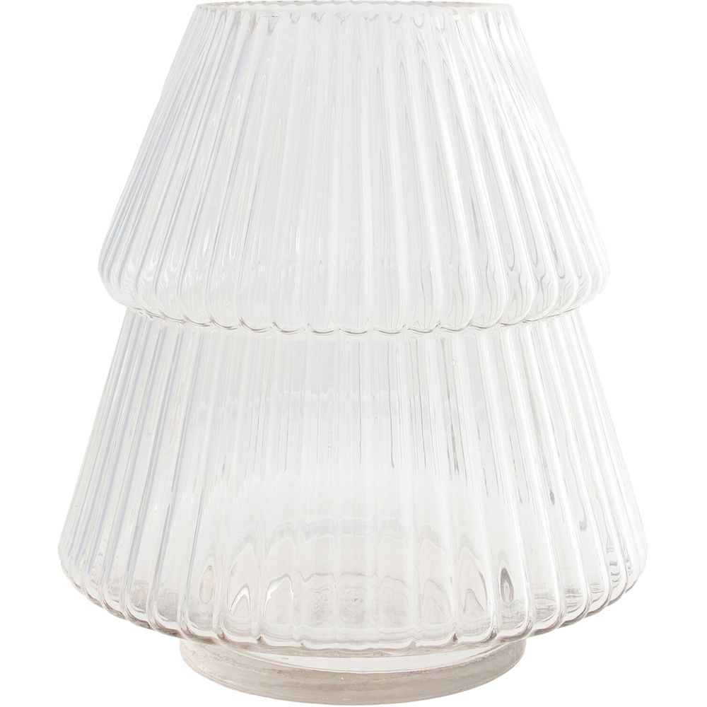 Ribbed Glass Christmas Tree Jar Clear Image 4