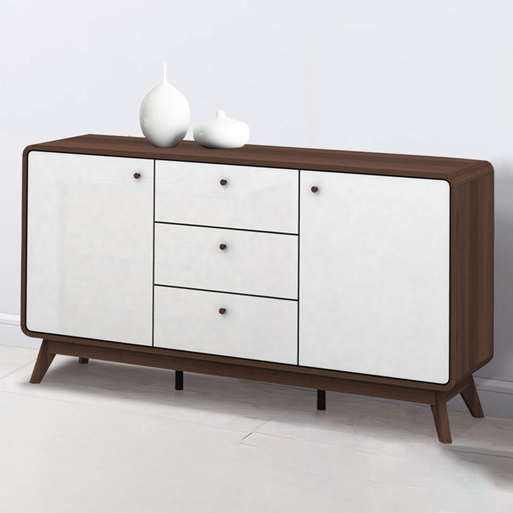 Loft24 Cassie 2 Door 3 Drawer Walnut and White Sideboard Image 1