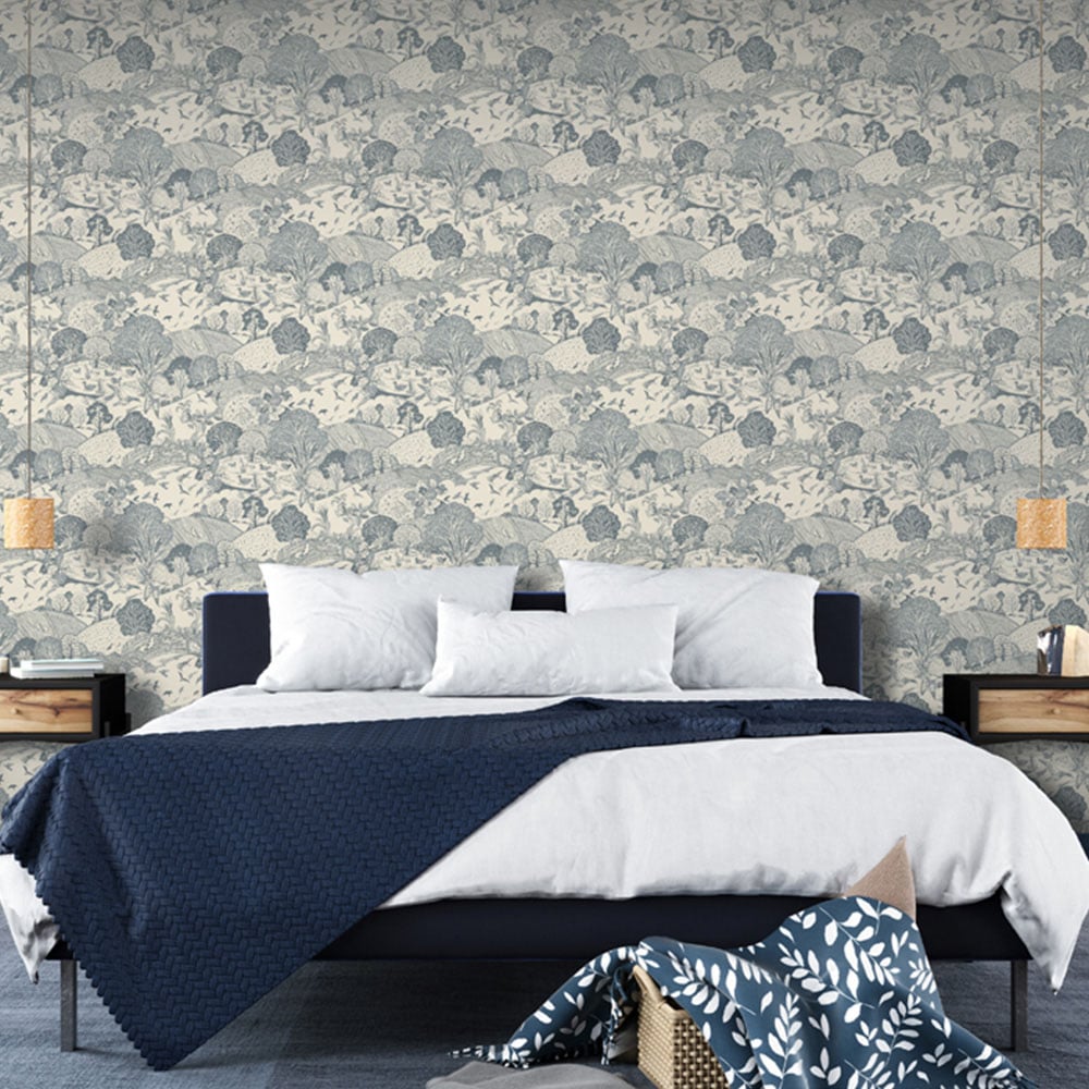 Arthouse Country Landscape Navy Wallpaper Image 2