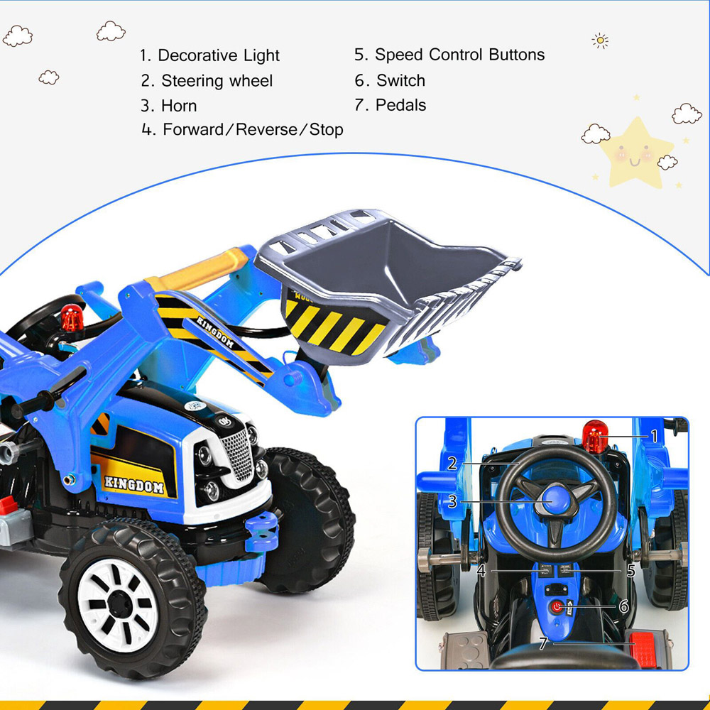 Costway Kids Blue Ride On Excavator Image 7