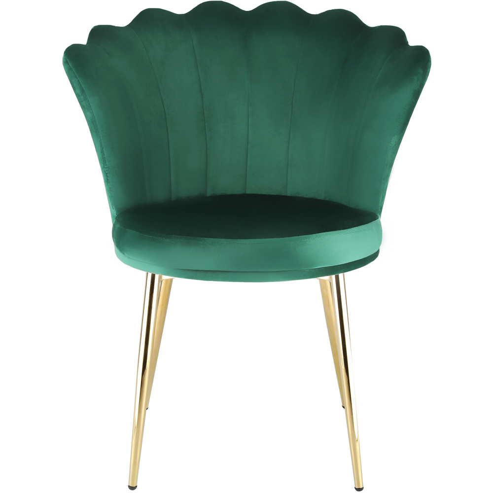 Freya Petal Back Accent Chair Velvet Uphostery - Green Image 3