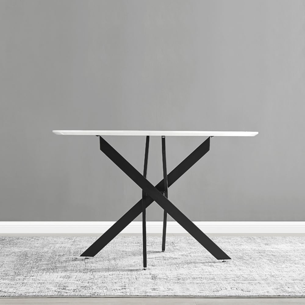 Furniturebox Arona 6 Seater Round Dining Table White High Gloss and Black Image 6