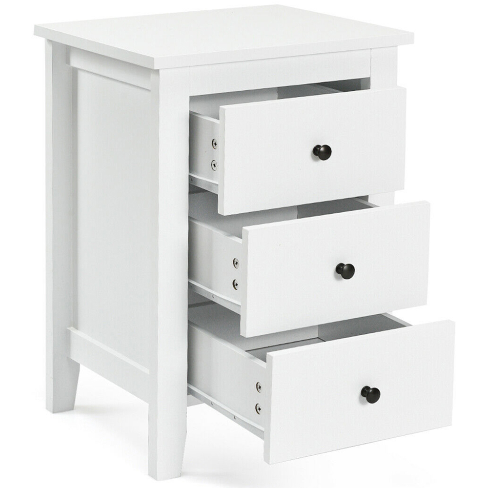 Costway 3 Drawer White Wooden Nightstand Image 4