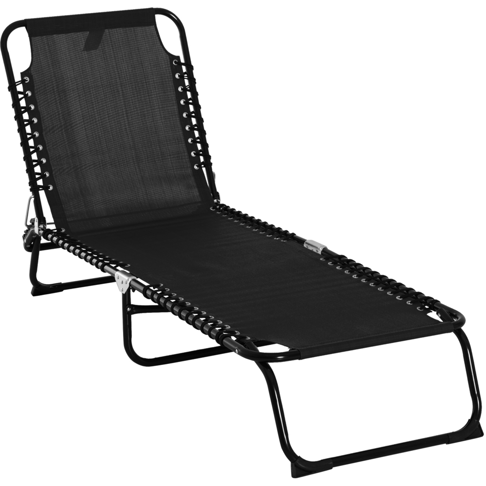 Outsunny Black PVC Folding Garden Recliner Chair with Adjustable Back Image 2